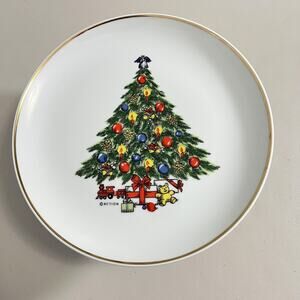 Vintage‎ Mount Clemens Pottery Christmas Tree Pedestal Cake Stand Plate Japan